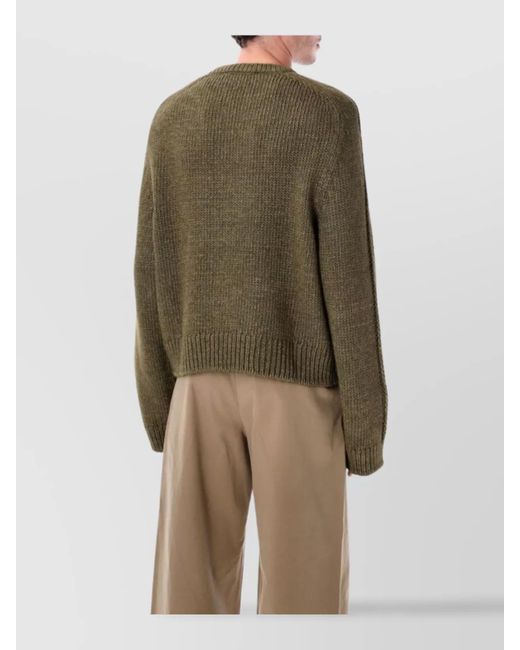 Our Legacy Green Silk Wool Ribbed Round Neck Sweater for men