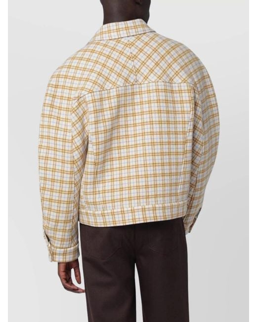 Séfr Natural Checked Wool Single Breasted Coat for men