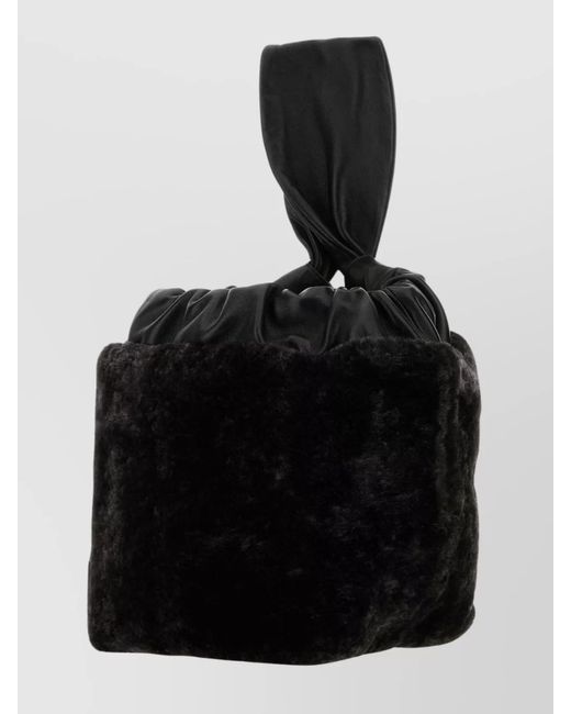 Jil Sander Black Shearling Clutch Bag