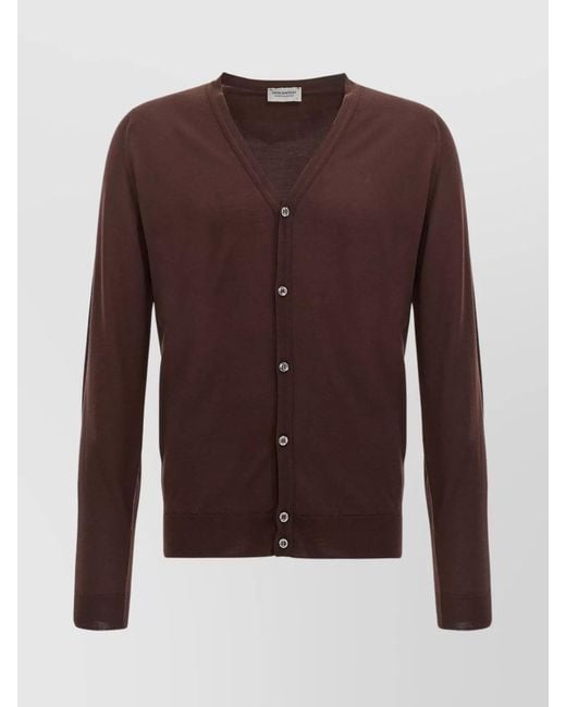 John Smedley Brown Wool Cardigan for men