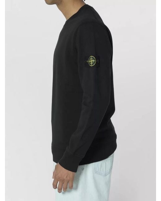 Stone Island Black Organic Cotton Nylon Blend Crew Sweater for men