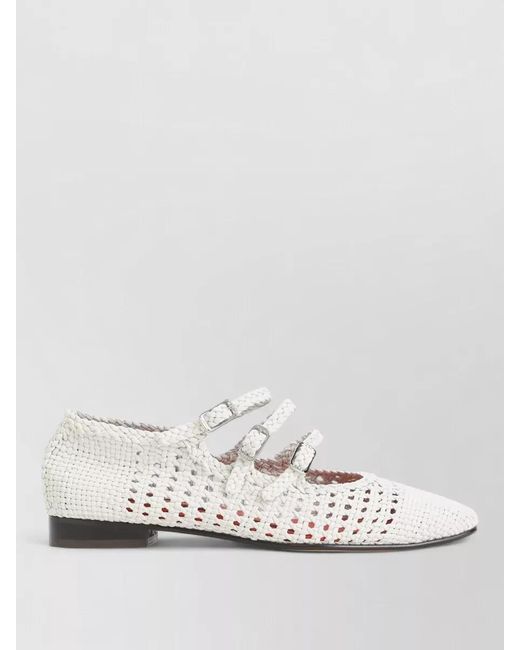CAREL PARIS White Ariana S Woven Almond Toe Ballerinas