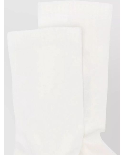 Rick Owens White Sparkle Socks Contrast Heel Toe Ribbed