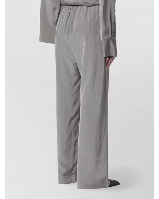 Rohe Gray Pinstripe Wide Leg Pants Side Pockets