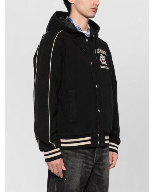 ICECREAM Black Hooded Cotton Bomber Jacket for men