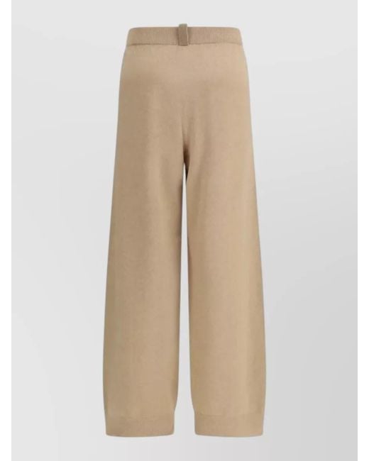 Fabiana Filippi Natural Wide Leg Trousers Featuring Ribbed Cuffs
