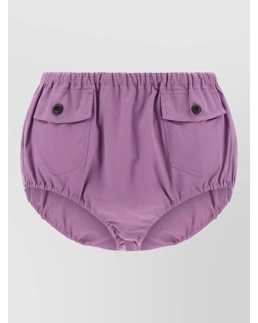 Prada Purple Cotton High-Rise Culotte Shorts