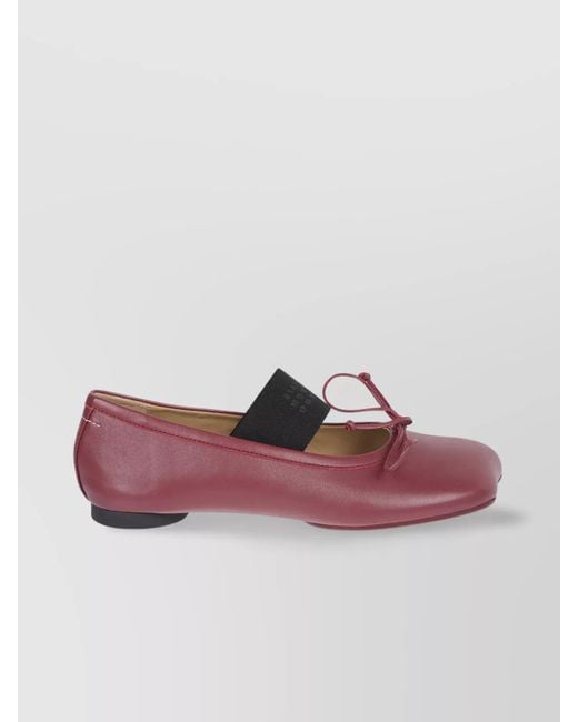MM6 by Maison Martin Margiela Pink Leather Ballet Bow Detail Flat