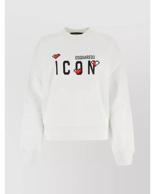 DSquared² White Cotton Logo-Print Sweatshirt