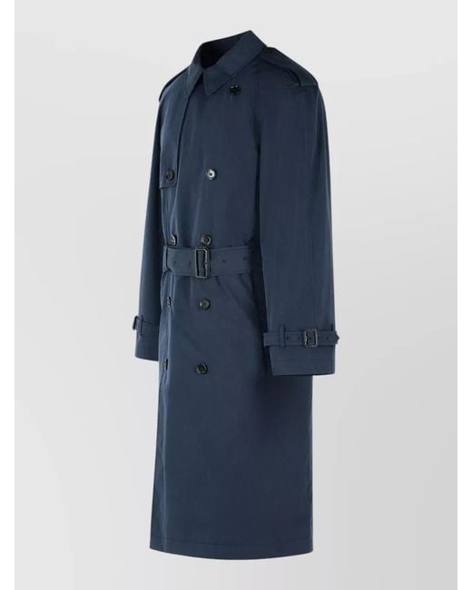 Burberry Blue Double-Breasted Belted Trench Coat for men