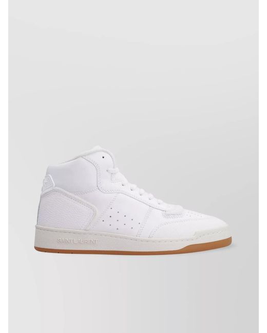 Saint Laurent White Leather High-Top Sneakers