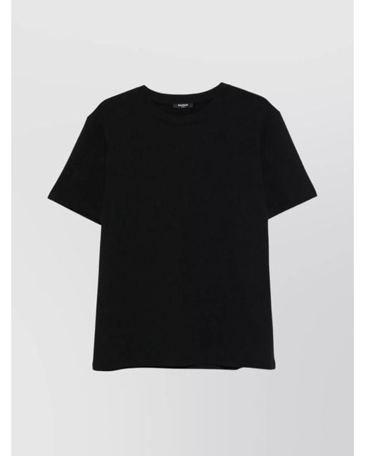 Balmain Black Cotton Logo Print Short-Sleeve T-Shirt for men