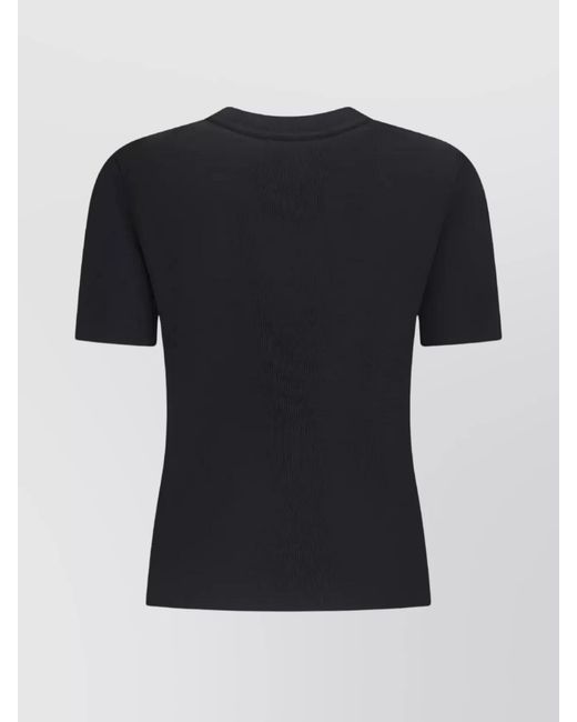 Max Mara Black Ribbed Crew Neck Knitted Top