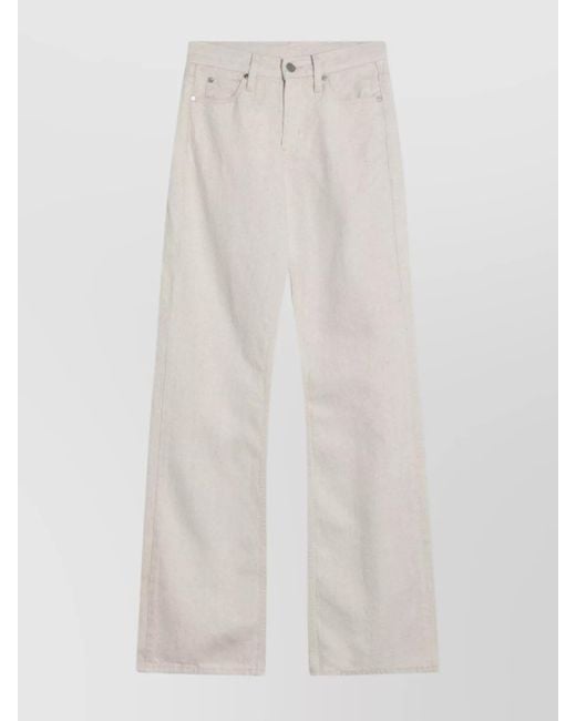 Calvin Klein White Linen Blend Flared Trousers