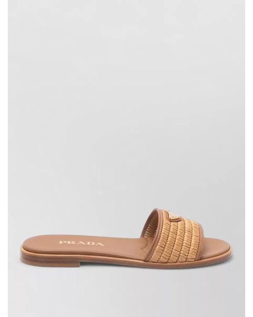 Prada Multicolor Lace Slides Flat Sole Open Toe