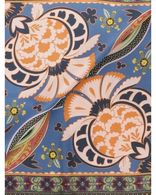 Etro Multicolor Silk Square Scarf Paisley Floral Pattern