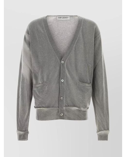 Our Legacy Gray Merino Wool Cardigan for men