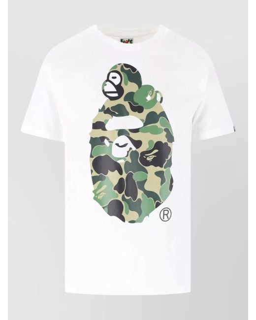 A Bathing Ape White Camouflage Crew Neck Short Sleeve Shirt for men