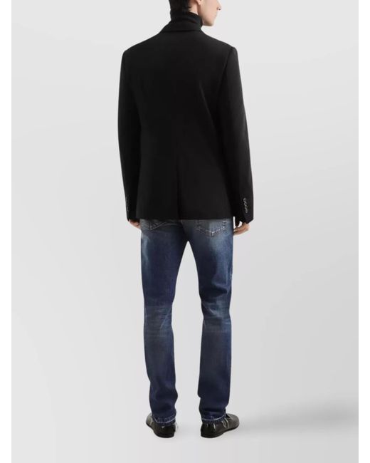 Dolce & Gabbana Black Wool Double-Breasted Blazer for men