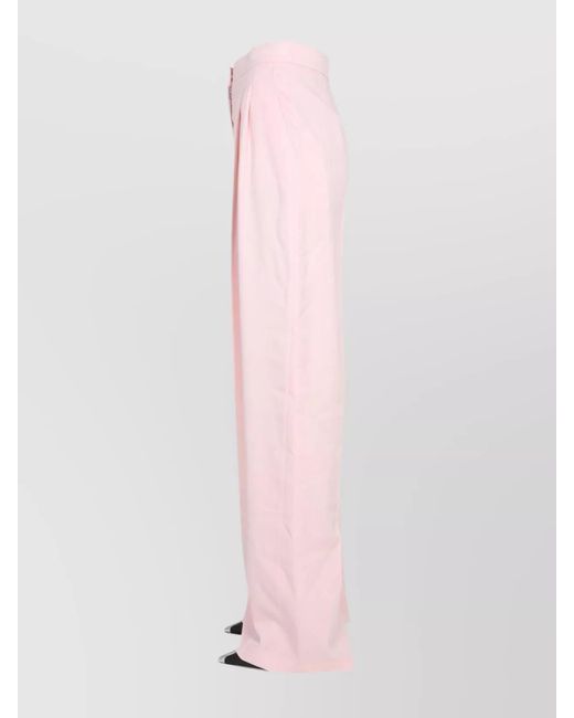 McQueen Pink Wool Wide-Leg Trousers