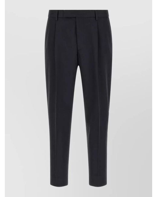 Zegna Blue Tailored Trousers Pleated Design Belt Loops for men