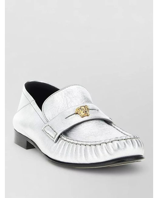Versace White Leather La Medusa Loafers