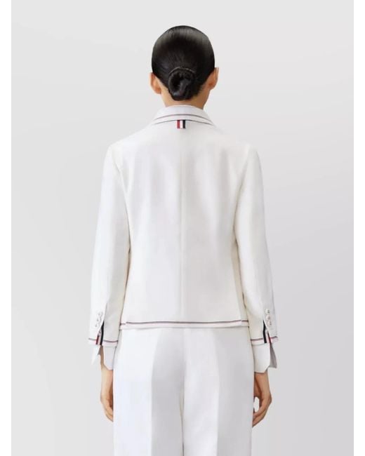Thom Browne White Cashmere Single-Breasted Blazer