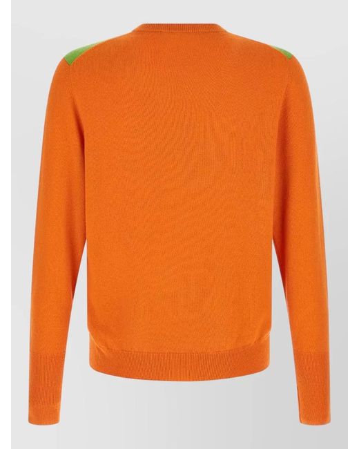 Ballantyne Orange Cashmere Diamond Intarsia Crew Neck Sweater for men