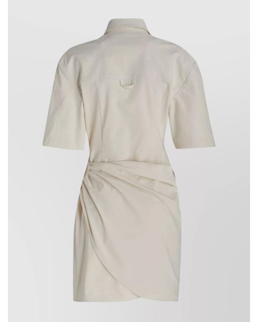Jacquemus Natural Draped Cutout Mini Shirt Dress