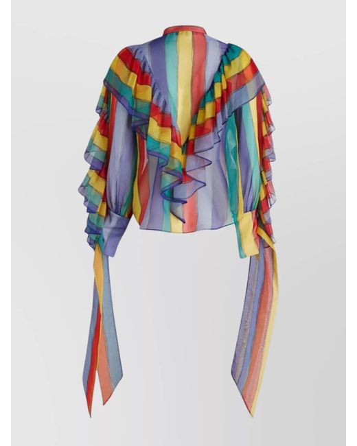 Rochas Blue Ruffled Blouse
