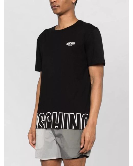 Moschino Black Logo-Print Cotton Short-Sleeve T-Shirt for men