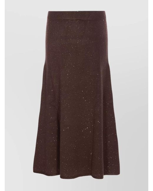 Liu Jo Brown Sequined Midi A-Line Skirt