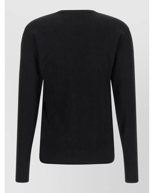Lemaire Black Cotton Ribbed Crew Neck Long Sleeve T-Shirt
