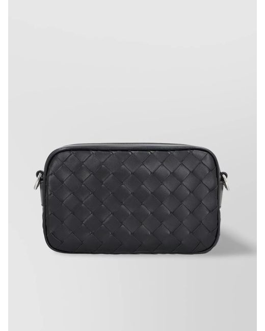Bottega Veneta Black Leather Mini Messenger Bag for men
