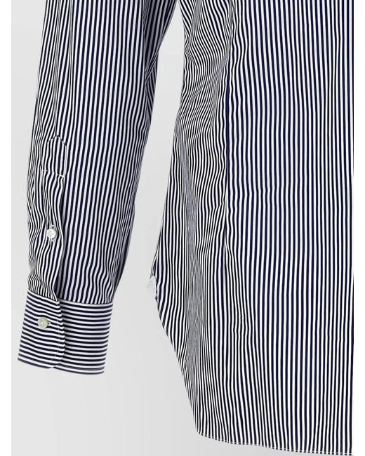 Barba Napoli Blue Shirt Button Down Collar Striped Pattern for men