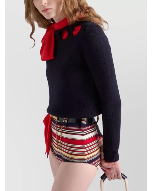 Prada Blue Cotton Boat Neck Sweater