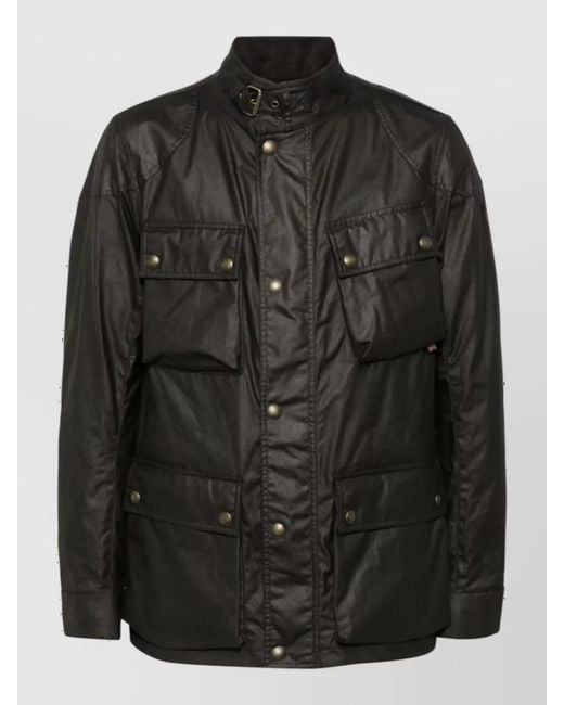 Belstaff Black Waxed Cotton Single-Breasted Jacket for men
