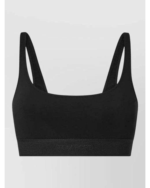 Tom Ford Black Modal Blend Bralette Rounded Back Neckline