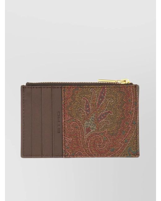 Etro Brown Printed Cardholder for men
