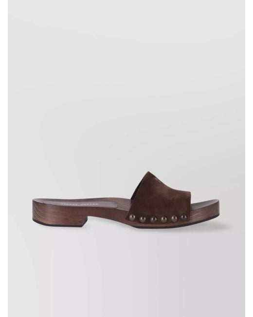 Miu Miu Brown Suede Stud Flat Sandals