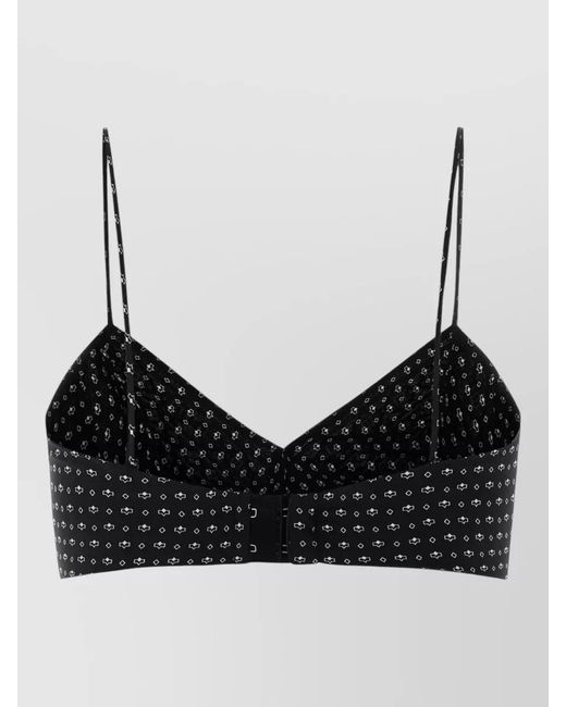 Ermanno Scervino Gray Silk Crop Top Geometric Pattern Straps