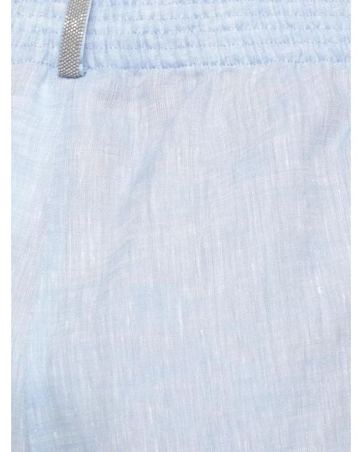 Fabiana Filippi Blue Linen Wide Leg Pants Rear Light Detail