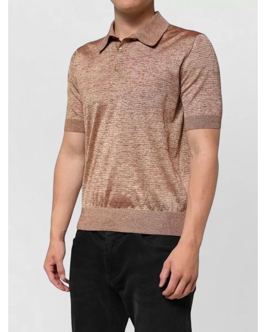 Dolce & Gabbana Black Silk Textured Short-Sleeve Polo Shirt for men