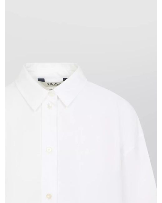 Max Mara White Cotton Asymmetric Long-Sleeve Shirt