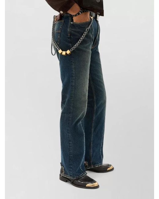 Versace Blue Denim Distressed Straight-Leg Jeans for men