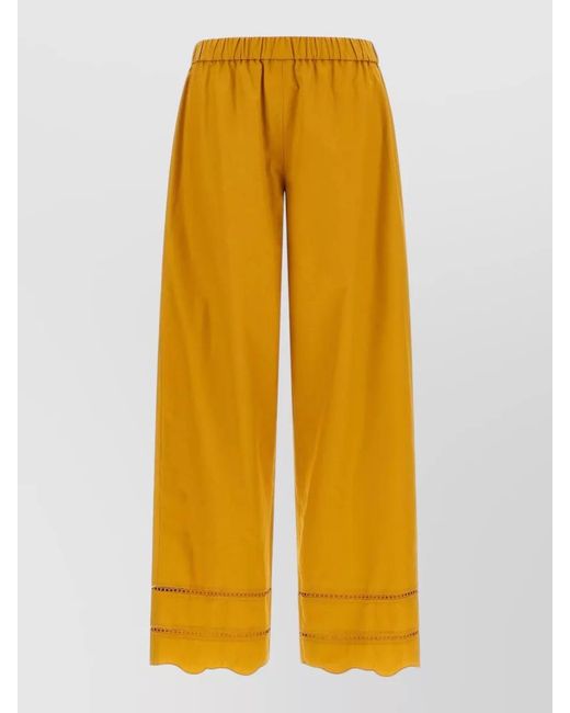 Fabiana Filippi Yellow Cotton Wide-Leg Trousers