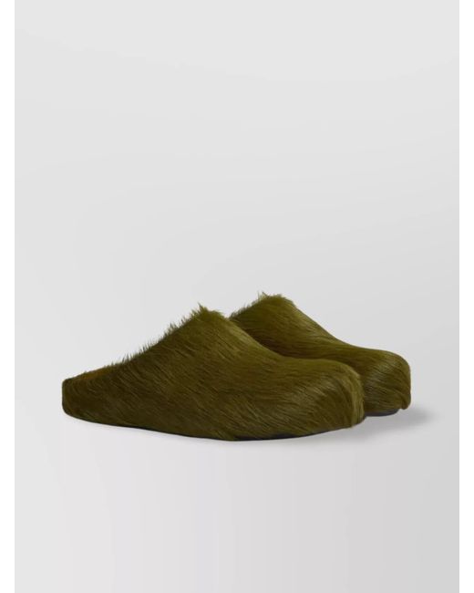 Marni Green Calf Hair Slippers