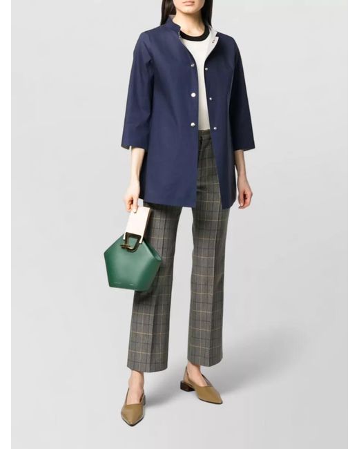 Herno Blue Gc0262D000 294 Mandarin Collar Coat