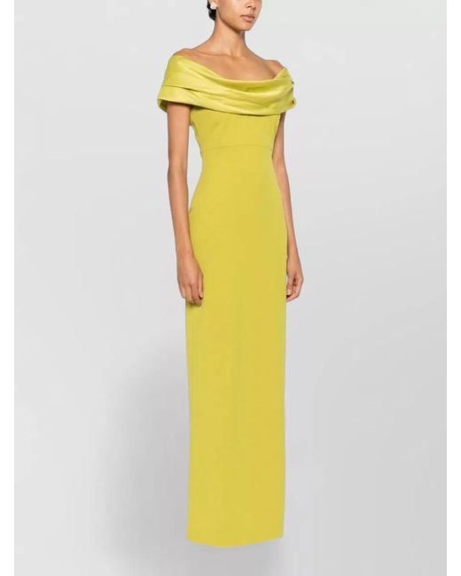 Solace London Yellow Adele Maxi Dress Off Shoulder Bow