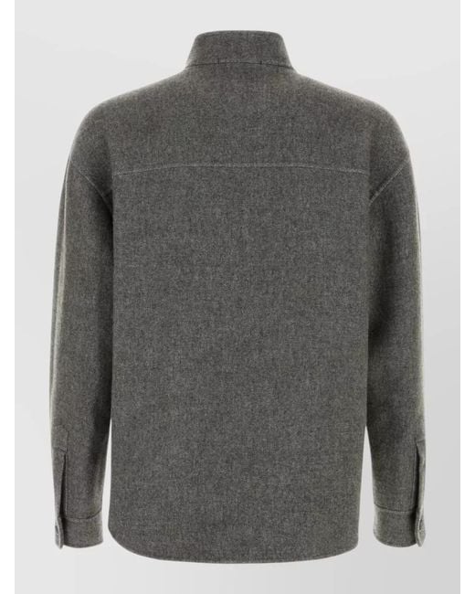 Giorgio Armani Gray Silk Cashmere Overshirt for men